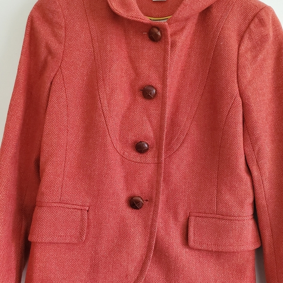 J CREW | Wool Herringbone Preppy Orange Bella Blazer Jacket (Size 4) - Picture 3 of 12